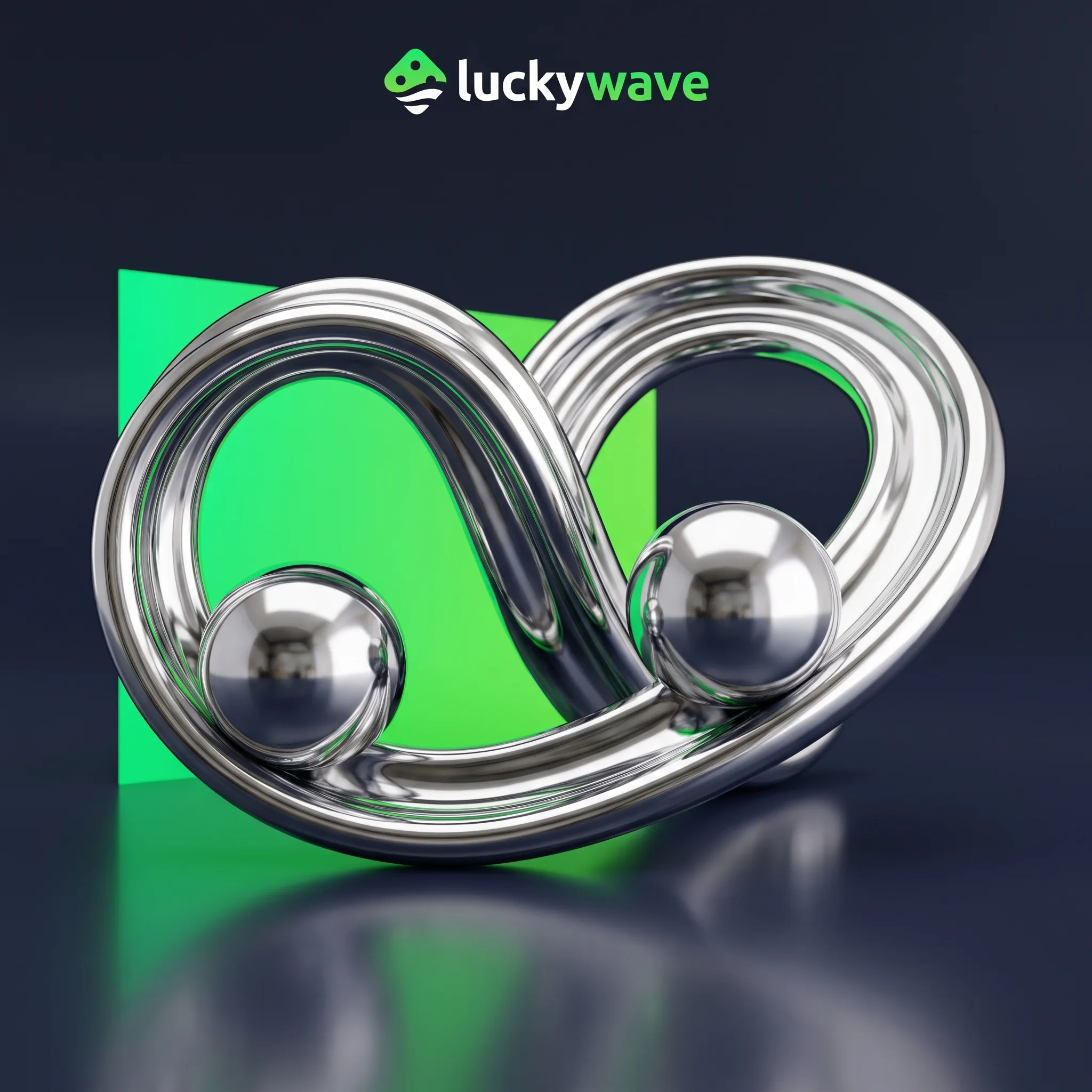 Verbundene Chromringe als Motiv für Ein- und Auszahlungen bei LuckyWave