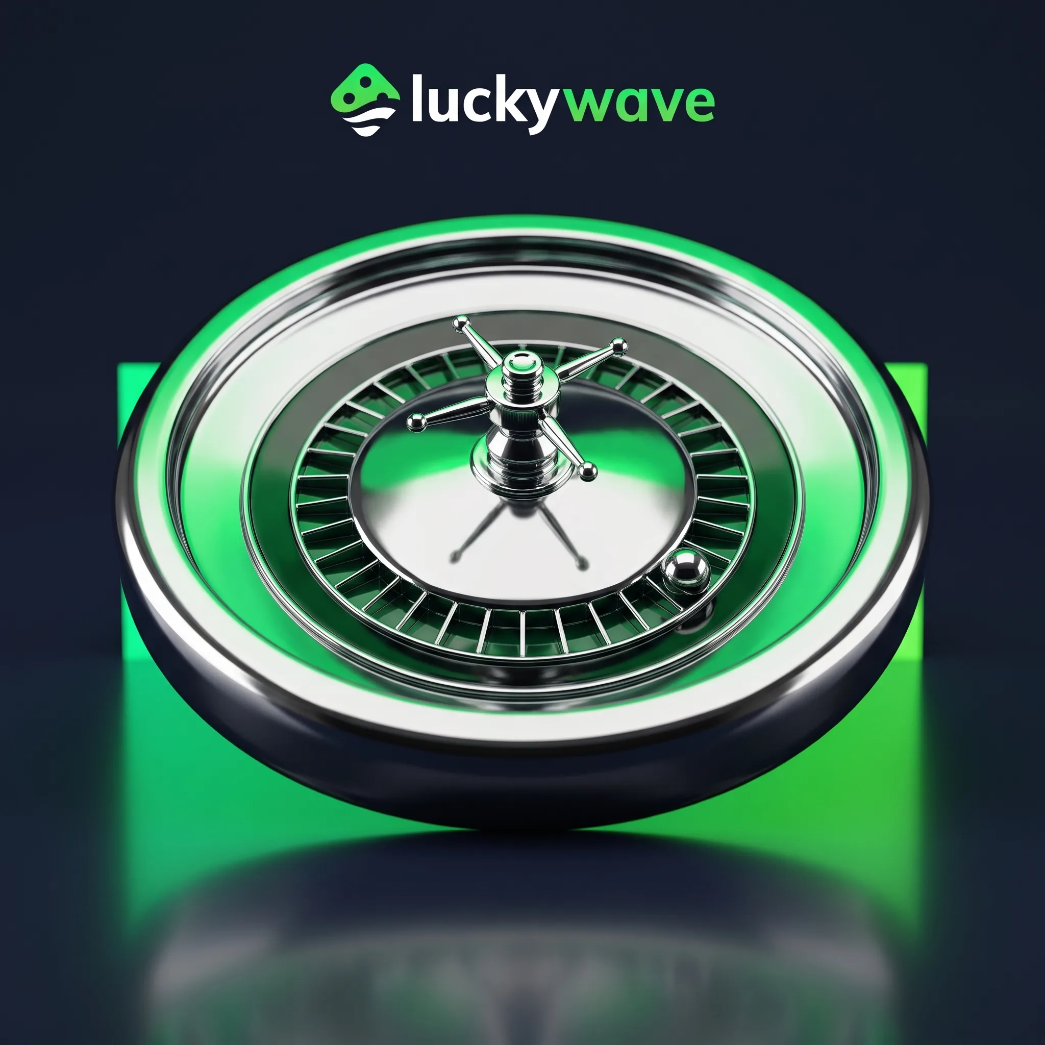 Chromfarbenes Roulette-Rad mit grünen Akzenten bei LuckyWave